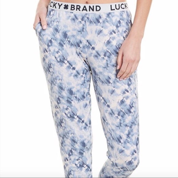 LUCKY BRAND NWT Tie Dye Jogger Lounge Pant Size Medium in Blue and White - Picture 4 of 15